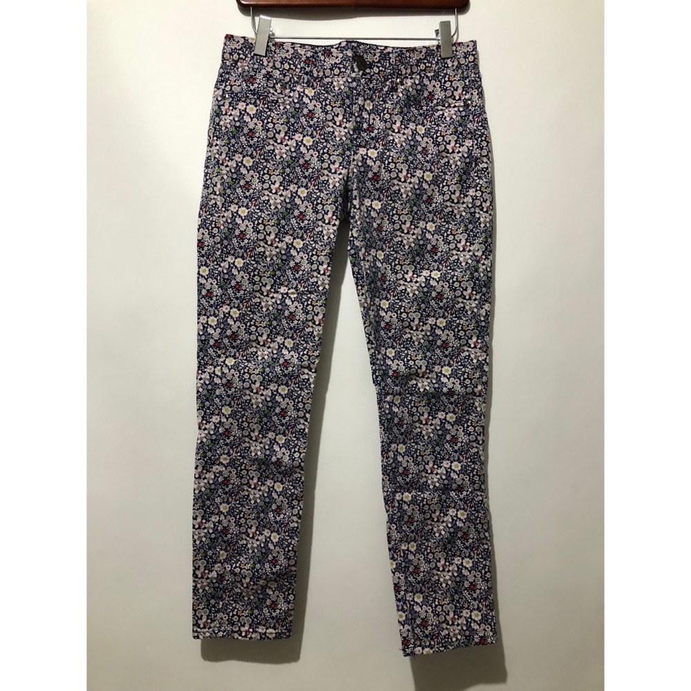 J . Crew Blue Floral Size 27 Ankle Toothpick Jeans